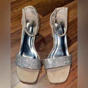 NWOT nude rhinestone heels